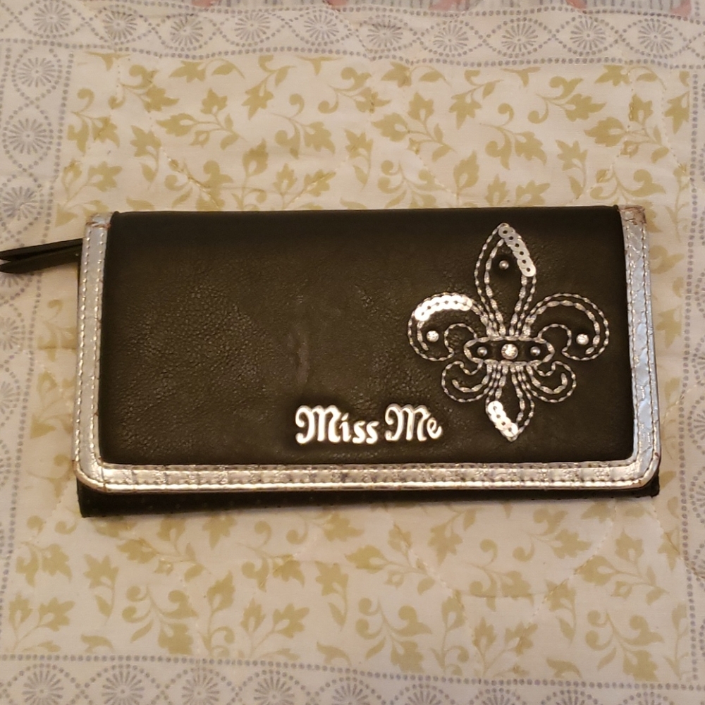 Miss Me Black Leather Wallet